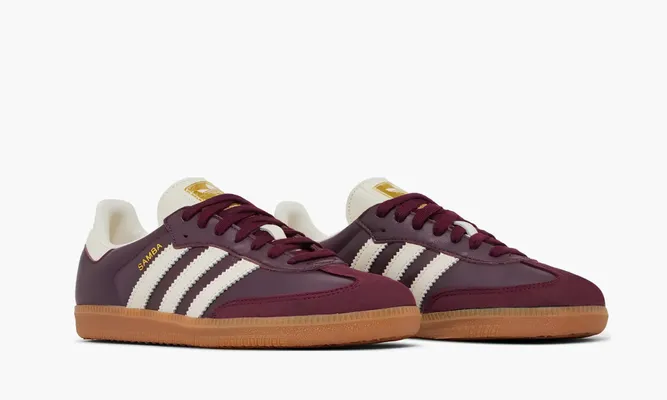 Кроссовки Adidas Samba OG WMNS «Maroon Gold Metallic» бордовый