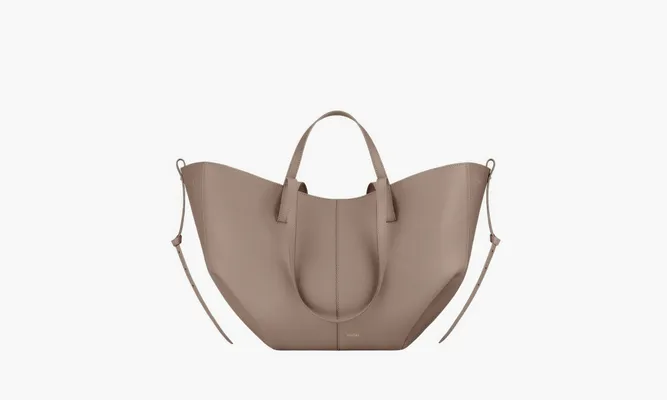 Сумки Polene Cyme «Taupe Textured Leather» серый