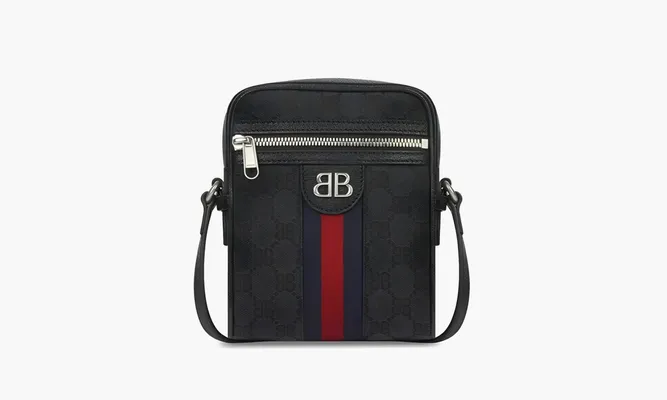 Сумки Gucci X Balenciaga The Hacker Project Shoulder Zip Bag «Black» черный