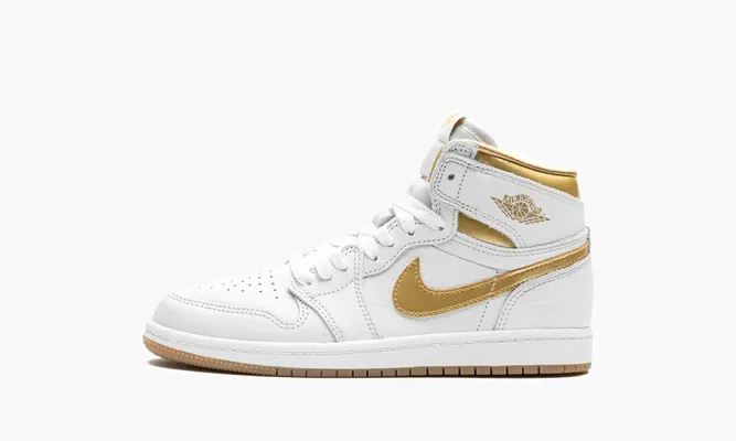 Для самых маленьких Air Jordan 1 Retro High OG PS «Metallic Gold» белый