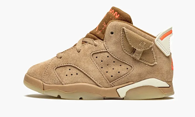 Для самых маленьких Air Jordan 6 Retro TD «Travis Scott - British Khaki» коричневый