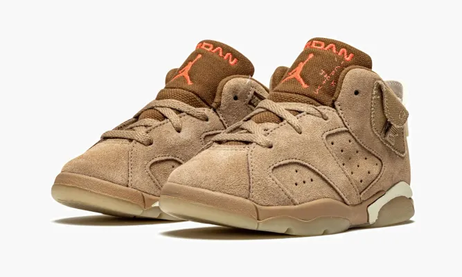 Для самых маленьких Air Jordan 6 Retro TD «Travis Scott - British Khaki» коричневый