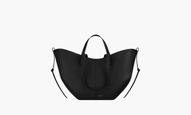Сумки Polene Cyme «Black Textured Leather» черный