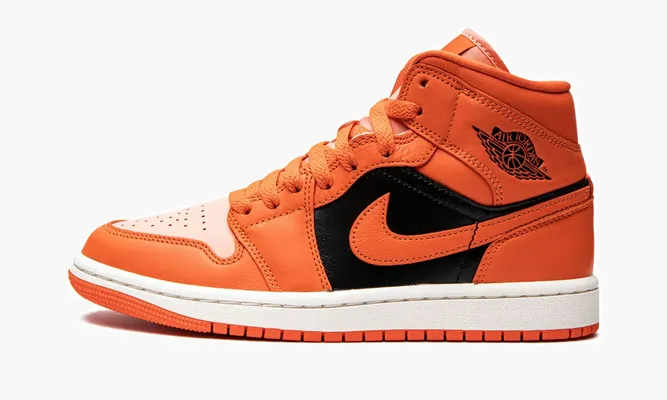 Кроссовки Air Jordan 1 Mid SE WMNS «Orange / Black» белый