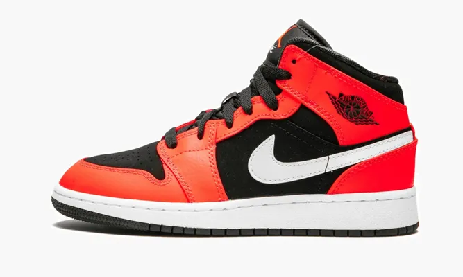 Кроссовки Air Jordan 1 Mid GS «Infrared» белый