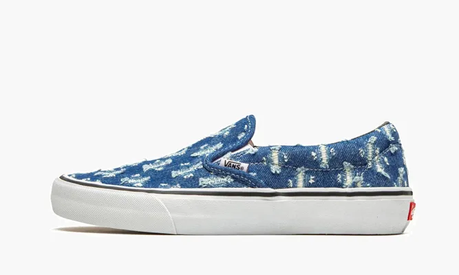 Кроссовки Vans Slip-on Pro «Supreme - Blue Hole Punch Denim» синий