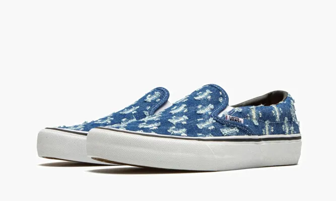 Кроссовки Vans Slip-on Pro «Supreme - Blue Hole Punch Denim» синий
