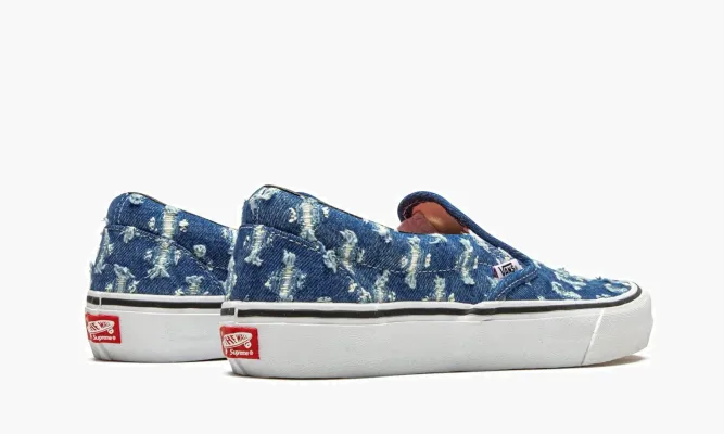 Кроссовки Vans Slip-on Pro «Supreme - Blue Hole Punch Denim» синий