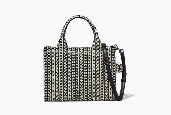 Сумки Marc Jacobs The Monogram Leather Small Tote «Black/White» черный,бежевый