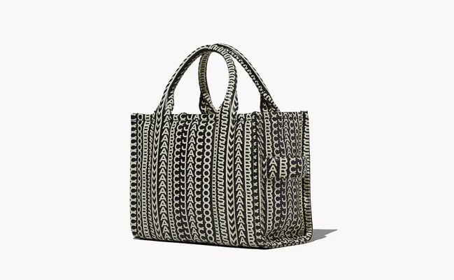 Сумки Marc Jacobs The Monogram Leather Small Tote «Black/White» черный,бежевый