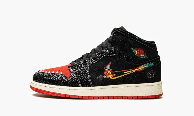 Кроссовки Air Jordan 1 Mid SE GS «Siempre Familia» черный