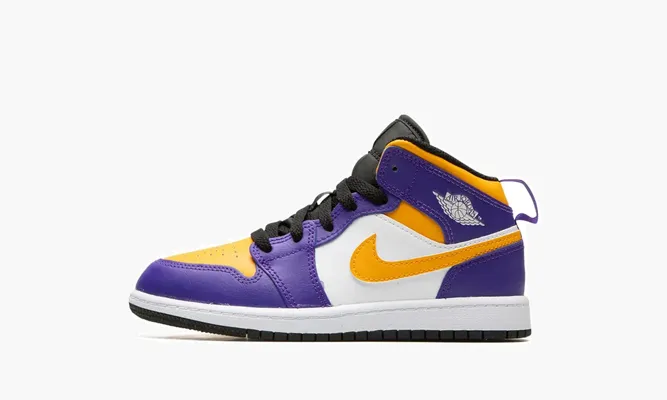 Для самых маленьких Air Jordan 1 Mid PS «Lakers» фиолетовый