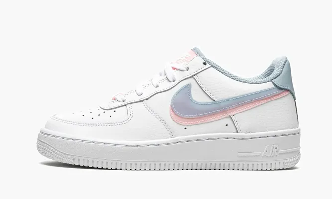 Кроссовки Air Force 1 LV8 GS «Double Swoosh - White / Blue / Pink» белый