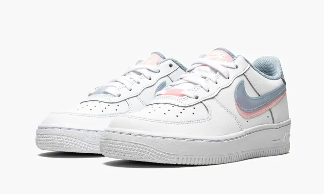 Кроссовки Air Force 1 LV8 GS «Double Swoosh - White / Blue / Pink» белый
