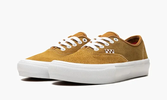 Кроссовки Vans Skate Authentic «Leather Golden Brown» коричневый