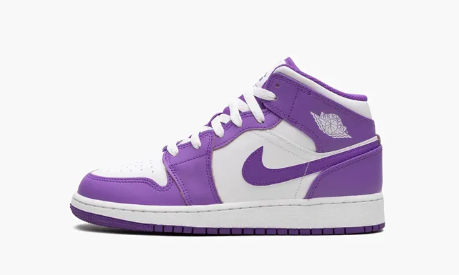 Кроссовки Air Jordan 1 Mid GS «White / Purple Venom» белый