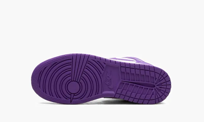 Кроссовки Air Jordan 1 Mid GS «White / Purple Venom» белый