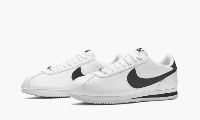 Кроссовки Nike Cortez Basic Leather 'White Black' Чёрный