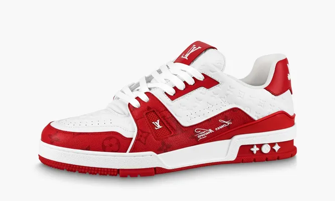 Кроссовки Louis Vuitton Trainer «Signature Red White» белый,красный