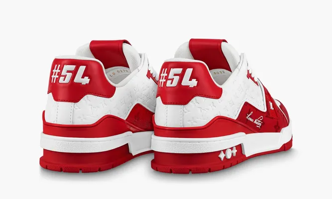 Кроссовки Louis Vuitton Trainer «Signature Red White» белый,красный