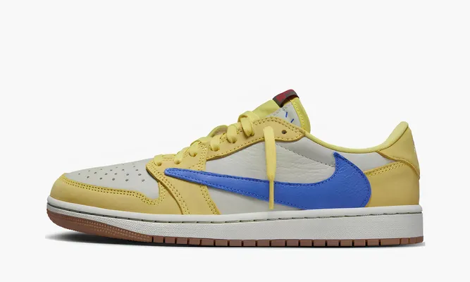 Кроссовки Travis Scott X Air Jordan 1 Low OG «Canary» желтый