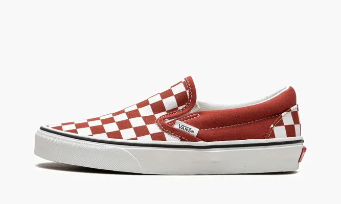Кроссовки Vans Classic Slip-on Checkerboard «Checkerboard» красный,белый