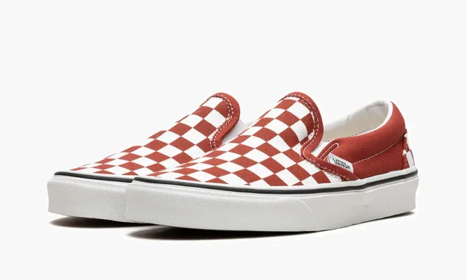 Кроссовки Vans Classic Slip-on Checkerboard «Checkerboard» красный,белый