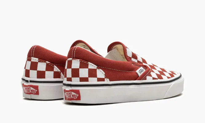 Кроссовки Vans Classic Slip-on Checkerboard «Checkerboard» красный,белый