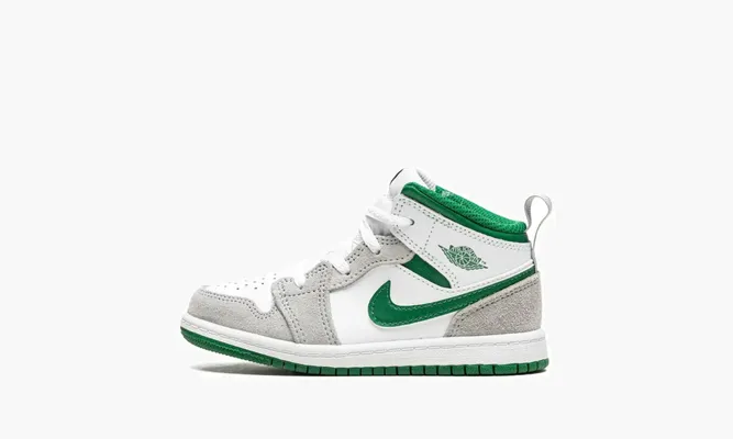 Для самых маленьких Air Jordan 1 Mid SE TD «Grey / Pine Green» белый