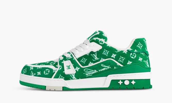 Кроссовки Louis Vuitton Trainer «Green Monogram Textile» зеленый