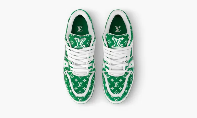Кроссовки Louis Vuitton Trainer «Green Monogram Textile» зеленый