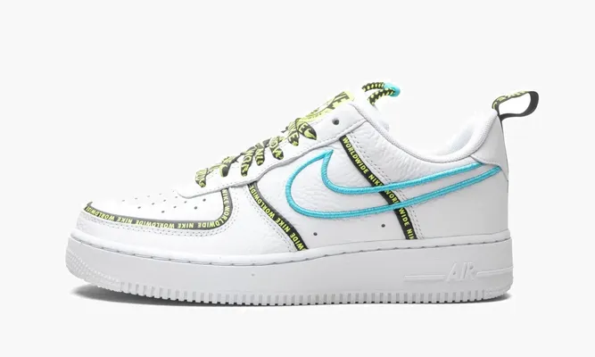 Кроссовки Air Force 1 Low «Worldwide White Blue Fury Volt» белый
