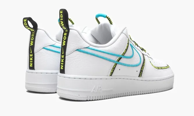 Кроссовки Air Force 1 Low «Worldwide White Blue Fury Volt» белый