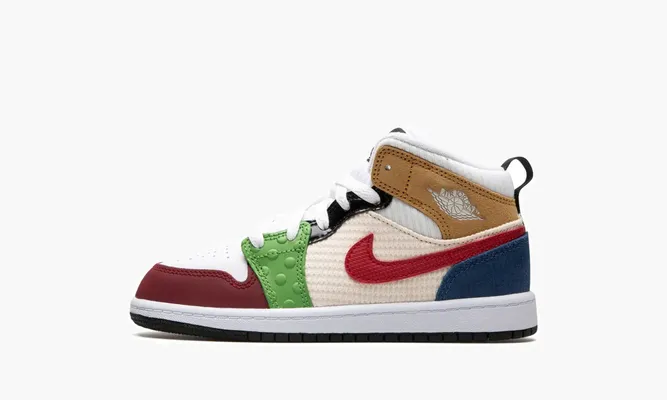 Для самых маленьких Air Jordan 1 Mid SE PS «Patchwork» белый