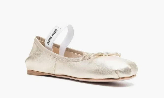 Обувь Miu Miu Satin Ballerinas «Silver» серебряный
