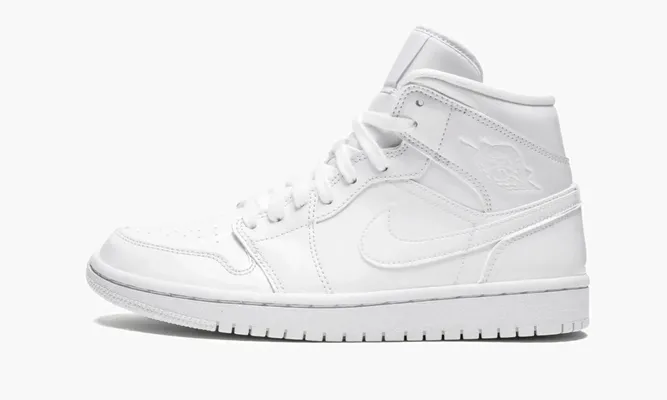 Кроссовки Air Jordan 1 Mid WMNS «Triple White Patent Leather» белый