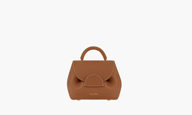 Сумки Polene Numero Un Micro «Textured Camel» коричневый