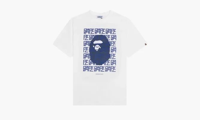 Одежда Bape Logo Monogram Tee «White/Navy» синий