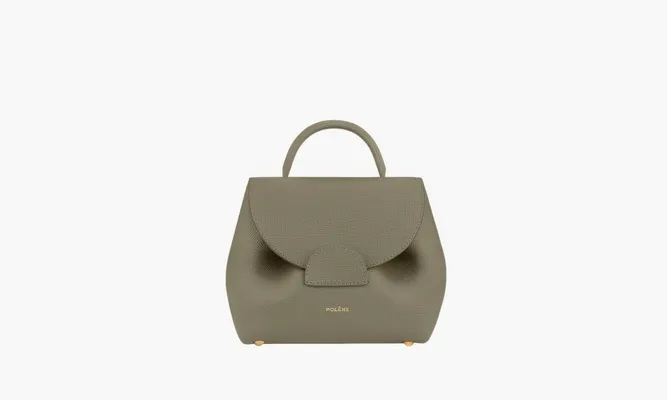 Сумки Polene Numero Un Nano «Textured Olive» зеленый