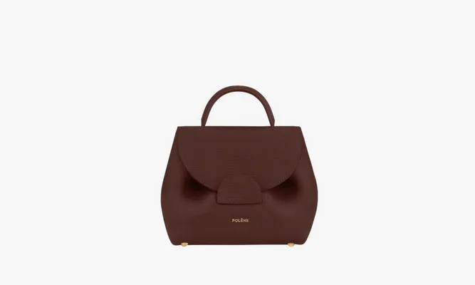 Сумки Polene Numero Un Micro «Textured Burgundy» бордовый