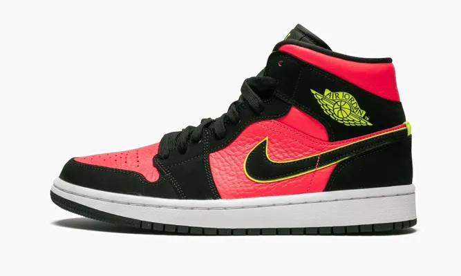 Кроссовки Air Jordan 1 Mid WMNS «Hot Punch / Volt» черный