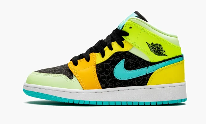 Кроссовки Air Jordan 1 Mid SE GS «Four Leaf Clover» черный