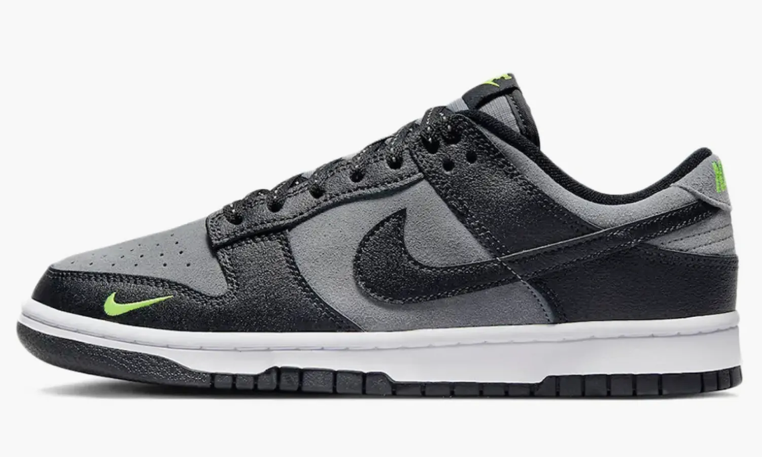 Nike Dunk Low «Black Cool Grey Volt Mini Swoosh»