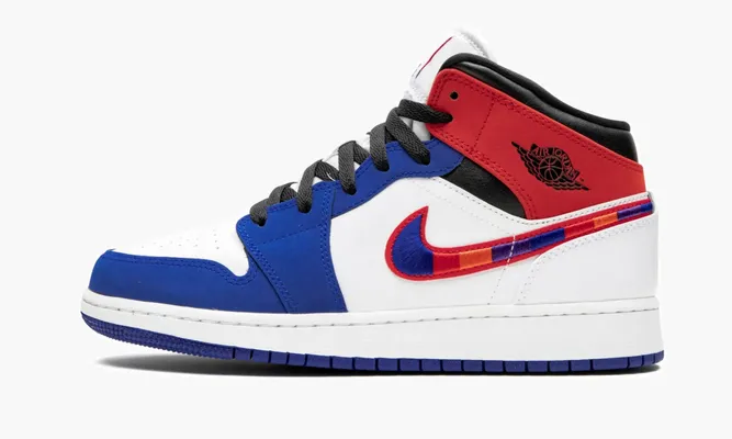 Кроссовки Air Jordan 1 Mid SE GS «Multicolor Swoosh» черный