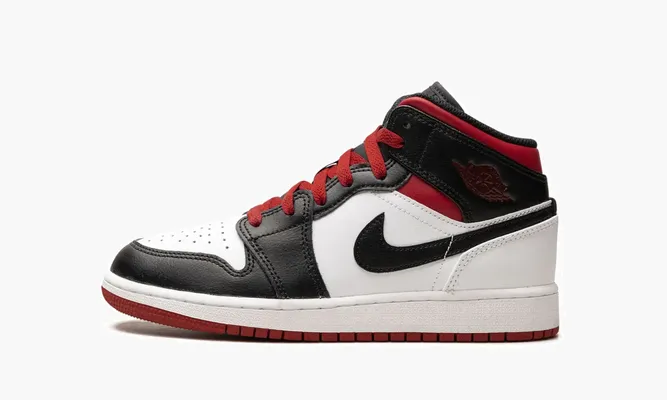 Кроссовки Air Jordan 1 Mid GS «Gym Red Black Toe» черный,белый