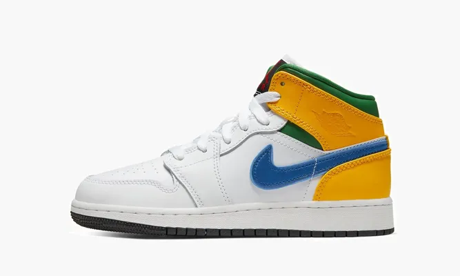 Кроссовки Air Jordan 1 Mid GS «Three Peat» белый