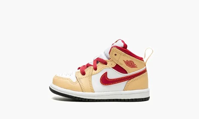 Для самых маленьких Air Jordan 1 Mid TD «Light Curry / Cardinal Red» белый