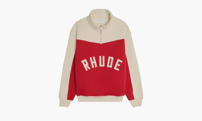 Одежда RHUDE Contrast Quarter Zip Varsity Jacket «Red / Cream» красный,кремовый