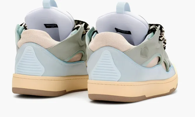 Кроссовки Lanvin Leather Curb Sneakers Light Blue lightBlue