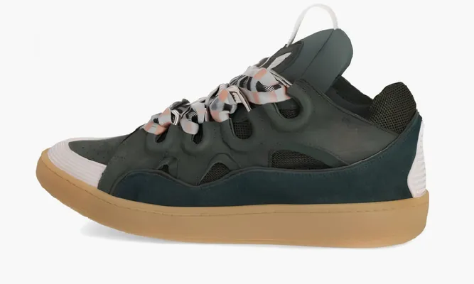 Кроссовки Lanvin Leather Curb Sneakers Green зеленый